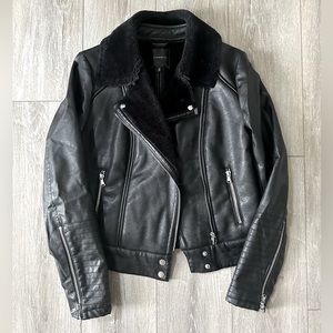 Faux fur/faux Leather moto jacket